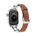thumbnail image 2 of Dwitch for Cowboy Strap Compatible with Apple Watch Strap 42/44/45/49mm, iWatch SE Series 9 8 7 6 5 4 3 2 1 Ultra, Women's and Men's Denim Chain Metal Chain Splicing Design Bracelet,Brown, 2 of 6