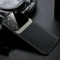 Allytechgroup Business Case for Samsung Galaxy S24 FE, Slim Fit Lightweight Premium PU Leather Camera Protection Shockproof Cover Case for Women Men - Black