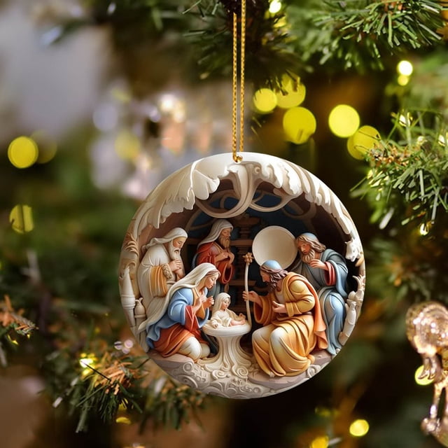 Pendentif de Décoration de Noël en Acrylique pour Fête Intérieure Extérieure et Ornement d'Arbre Rétro