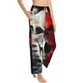 thumbnail image 6 of Salouo Red And White Screaming Demon Skull Print Women's Pajama Pants Casual Loose Sweatpants PJs Flowy Pants Drawstring Palazzo for Women Wide Leg Pants Lounge Pajama -Medium, 6 of 8