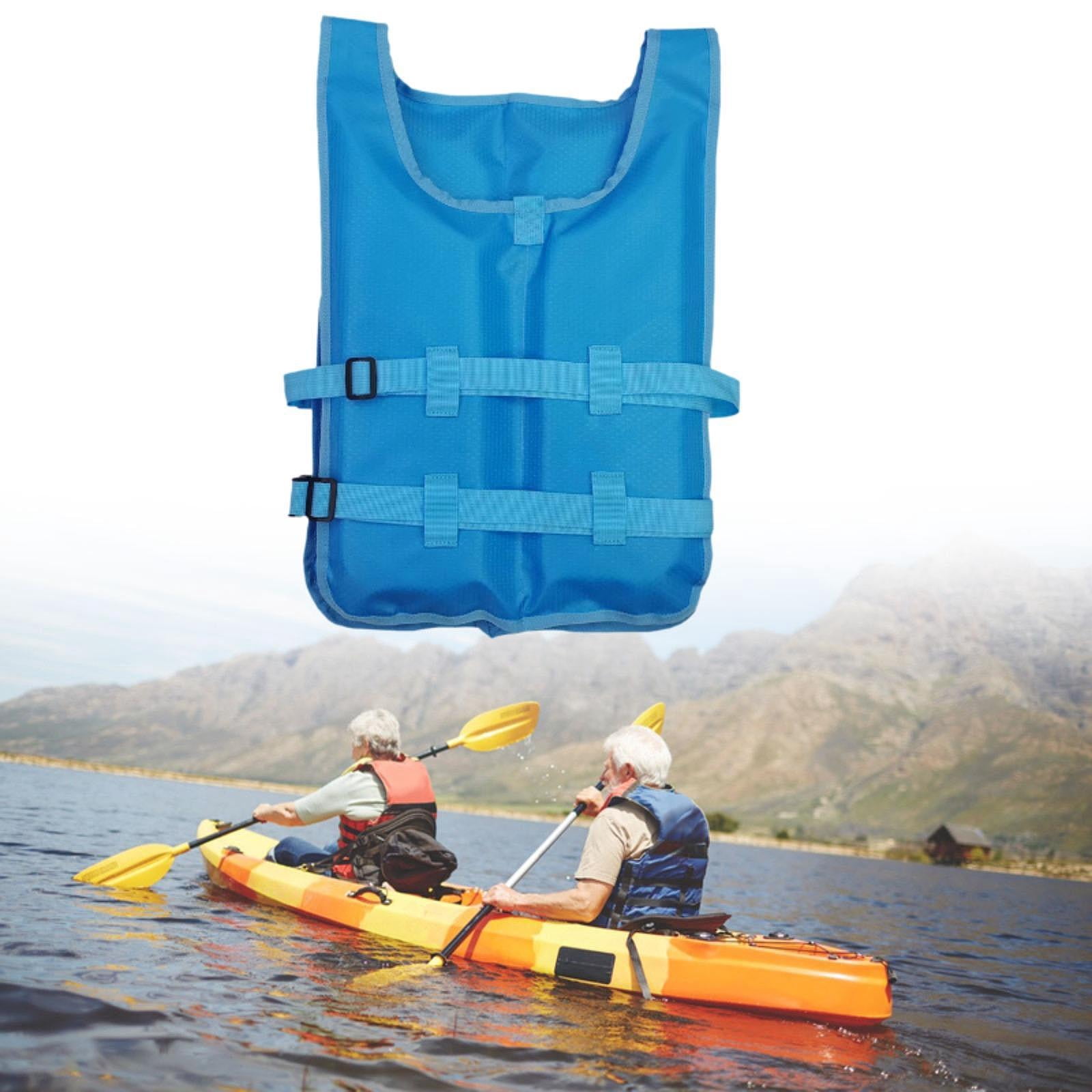 QccHieUs Kayak Life Vest Portable Summer Sleeveless Life Jacket Swim Vest Swim Jacket for Blue