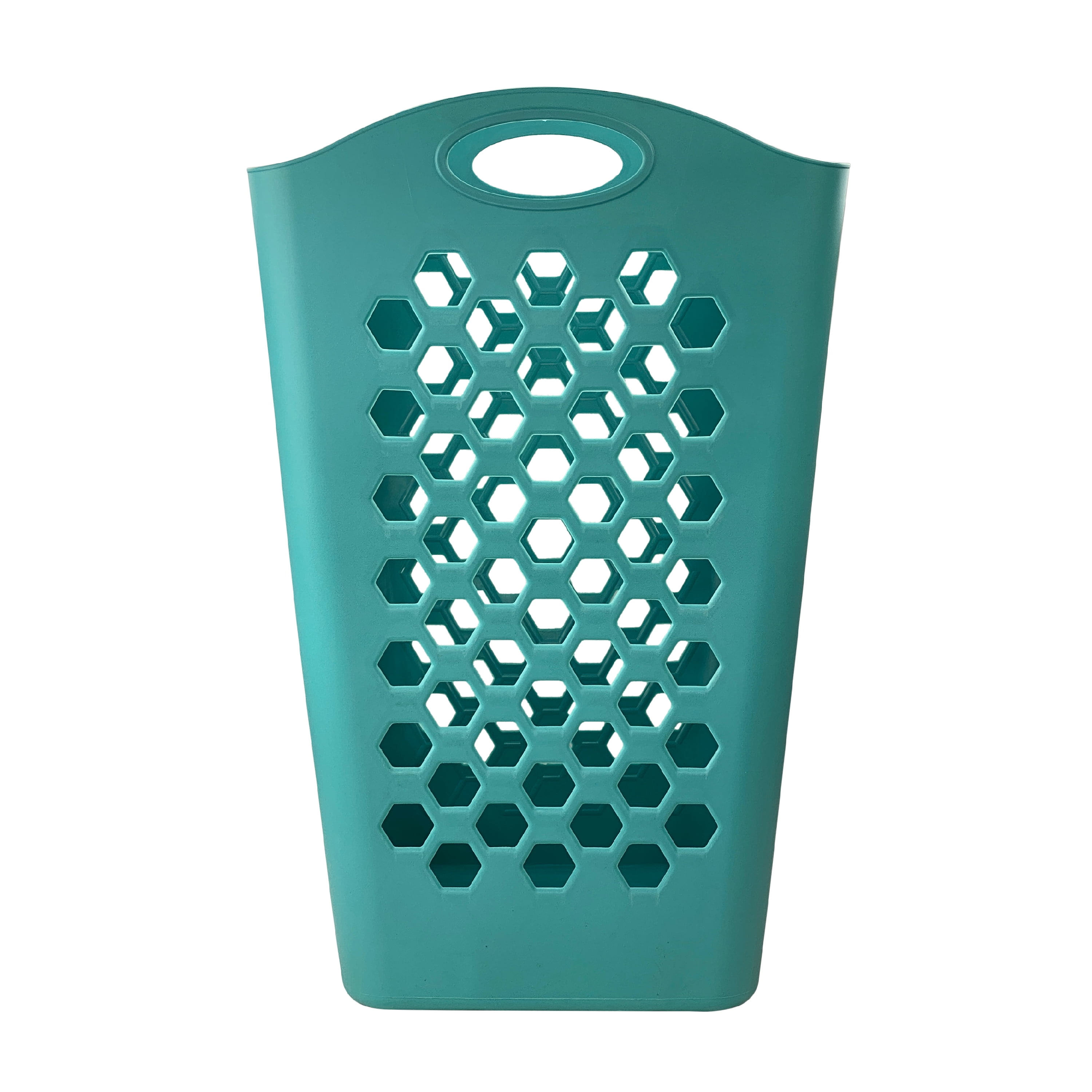Mainstays Square Flexible Plastic Laundry Hamper Basket, Teal Splash, Adult