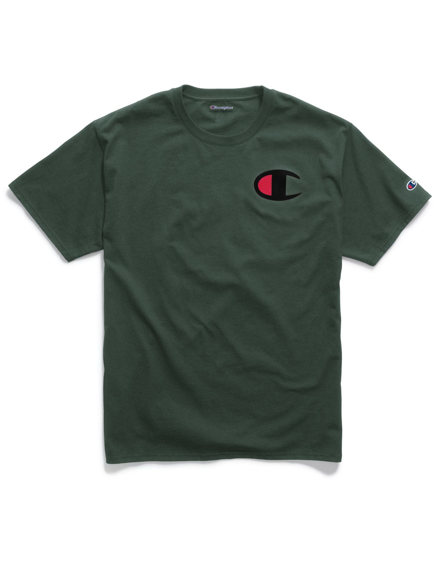 Champion Mens Classic ShortSleeve Jersey Tee, S, Big C Dark Green