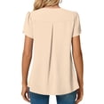 thumbnail image 3 of Blusa con manga de pétalo, gasa elegante de verano para mujer, blusas plisadas básicas de gasa elegantes, funcionalidad de alta precisión, 3 of 3