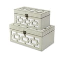 thumbnail image 2 of Tessera Set of 2 Distressed Mirrored Wood Boxes - Off White, 2 of 6