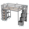 thumbnail image 3 of Tcbosik Twin Size Loft Bed with Storage Stair, Drawers and Shelves, Wood Bed Frame with Safety Guardrail for Bedroom, Easy Assembly, Gray, 3 of 9