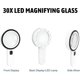 thumbnail image 3 of Reading Magnifier, 30x Magnification with 12 LED Lights - Lighted Reading Magnifier for Seniors - for Reading, Coins, Stamps, Maps, Inspection, 3 of 5