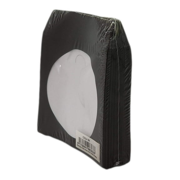 BestDuplicator Black CD, DVD Paper Sleeves with Flap & Window, 100-Pack, Space-Saving Storage