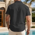 thumbnail image 5 of CBASIHI Mens Button Down Shirt with Pocket- Casual Short Sleeve Beach Summer Breathable Cotton Linen Turndown Collar Blouse Black Size XL, 5 of 5