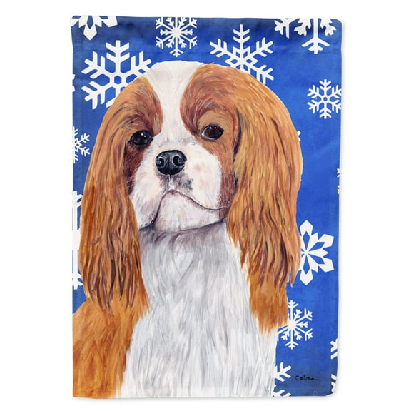Carolines Treasures SC9394-FLAG-PARENT Cavalier Spaniel Winter Snowflakes Holiday Flag  multicolor