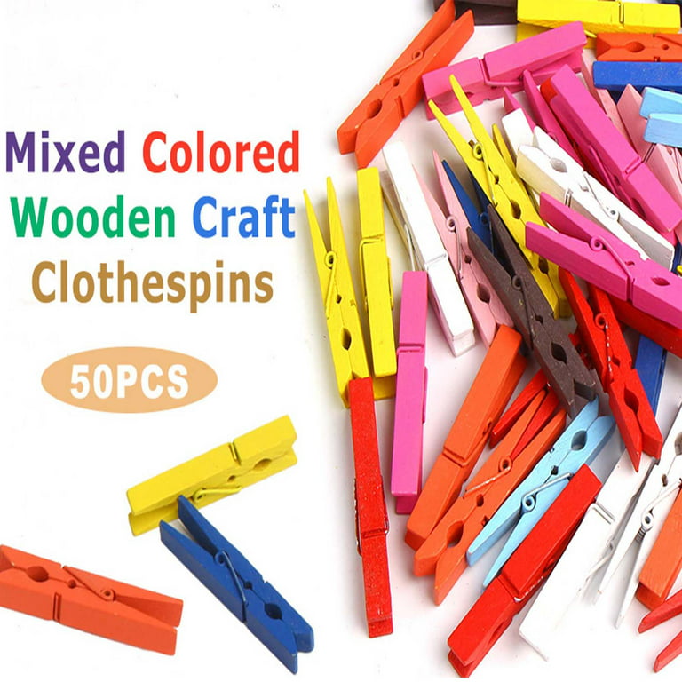 Wooden Bright Colored Clothespins - Fun Colored Craft & Carnival