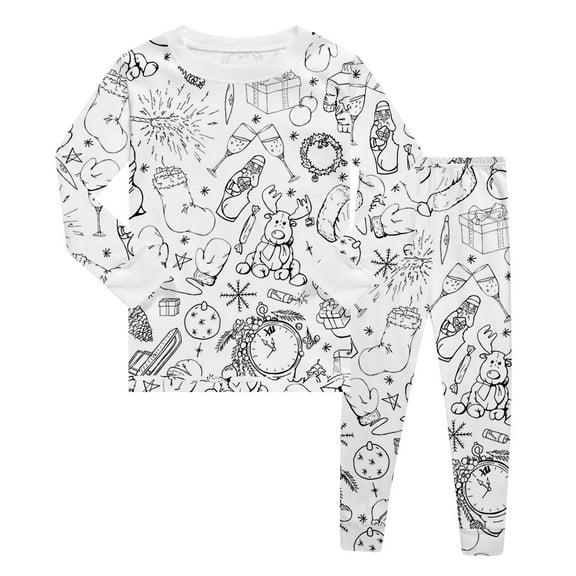 Toddler Kids Girls Sweatpants Set 2 Piece Sketch Coloring DIY Hand Drawn Hoodie Set Unisex Sweatshirt And Pants Outfit Casual Outfits Set 2-3 Years