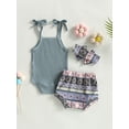 thumbnail image 4 of Bagilaanoe 3pcs Newborn Baby Girl Short Pants Set Sleeveless Romper Tops + Shorts + Headband 3M 6M 12M 18M Infant Casual Summer Outfits, 4 of 9