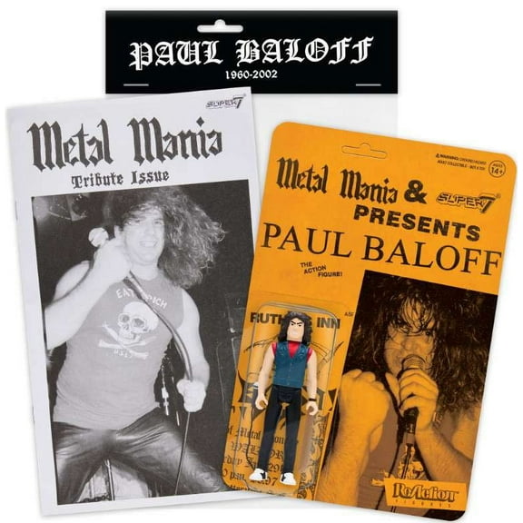 Super7 Paul Baloff Reaction Figure 3.75" Metal Mania Fanzine Bundle