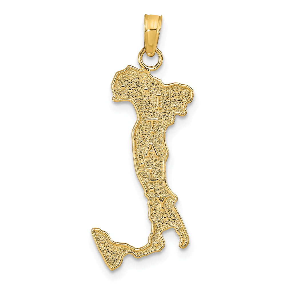 Real 14kt Yellow Gold Map with ITALY Charm Pendant; for Adults and Teens;  for Women and Men