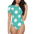 thumbnail image 1 of Saiise Pyjama à Manches Courtes Col Rond Motif à Pois Turquoise et Blanc pour Femmes avec Fermeture à Pression-TTG, 1 of 7