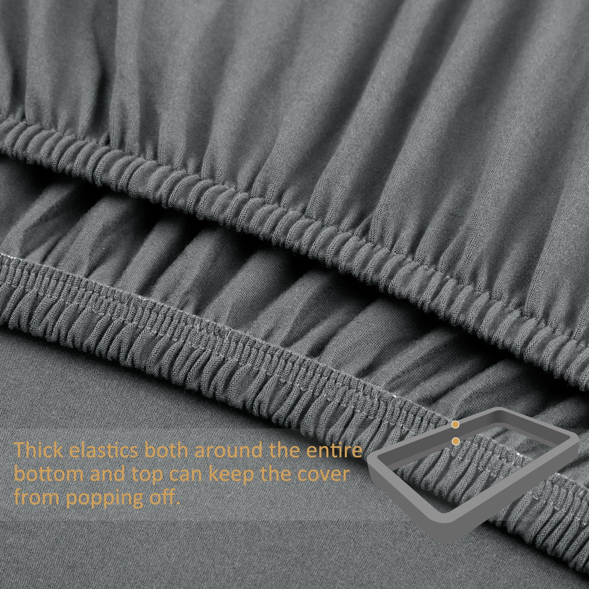 REGALWOVEN Box Spring Cover Stretchy Fabric Wrap Around 4 Sides Bed Skirt Wrinkle Free for Home Cadet Grey Queen