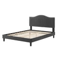 thumbnail image 3 of Tufted Platform Bed Frame, King Size, Velvet, Dark Grey Gray, Modern Contemporary Urban Design, Bedroom Master Guest Suite, 3 of 10