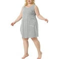 thumbnail image 2 of Unique Bargains Women's Plus Sleeveless Nightgowns Pockets Nightshirt 1X Grey, 2 of 6