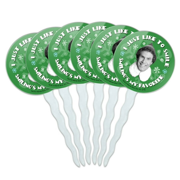 Elf Movie I Just Like to Smile Cupcake Picks Toppers Decoration Set of 6