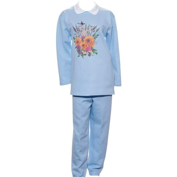 Screen-Printed Fleece Pant Set with Collar-Plus Size 6X