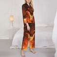 thumbnail image 3 of Yiaed Magma Fire Black Dragon Print Pajamas Women's Long Sleeve Sleepwear Soft Button Down Loungewear Pjs Lounge Set Nightwear Womens Pajama Pants-X-Large, 3 of 7
