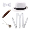 thumbnail image 4 of Conjunto de disfraces de accesorios para hombres de los años 20: sombrero , , pajarita, reloj y de plástico Blanco Baoblaze Disfraces de cosplay para hombres, 4 of 5