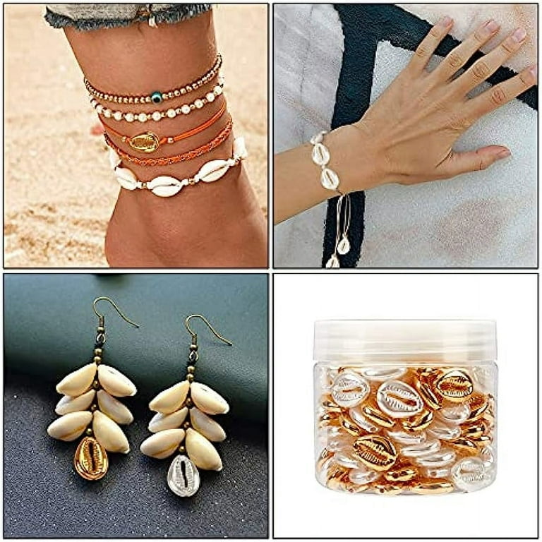 1 Box 120g 2 Colors Cowrie Shell Beads Spiral Seashells Oval Ocean Beach Charms Puka Shells Bulk