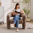 thumbnail image 2 of BRILHAMEZ Modern Velvet Barrel Accent Chair, Upholstered Single Sofa Lounge Chair for Living Room Bedroom, Brown, 2 of 8