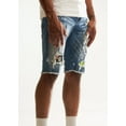 thumbnail image 2 of Embellish NYC Men's Rip & Repair Patchwork Distressed Skinny Denim Jean Shorts (30, Blue Stonewashed), 2 of 4
