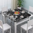 thumbnail image 3 of Black Gothic Sun Moon Flower Pattern Square Fitted Tablecloth with Elastic Edge,Square Table Cover,Washable Elastic Table Cover for Home Kitchen Party Decor 36"x36", 3 of 6
