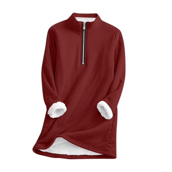 Yievot Womens Sweatshirt Quarter Zip Mock Neck Long Sleeve Fleece Tops Fall Winter Relaxed Fit Warm Casual Blouses for Women