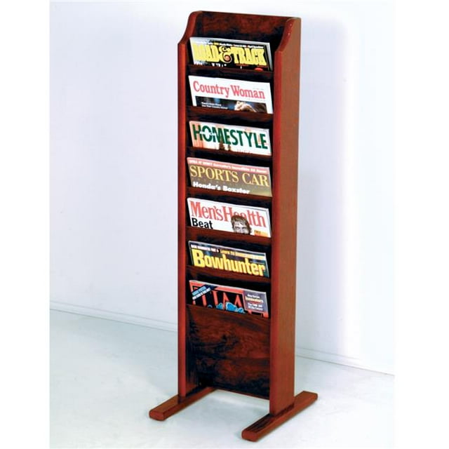 Wooden Mallet MR7-FSBK Cascade Free Standing 7 Pocket Magazine Rack - Black & Mahogany
