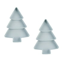 LOLIPPYY 2-Pack Holiday Christmas Tree Fruit Plates with Plastic Compartments for Party Serving and Festive Gatherings