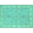 thumbnail image 1 of Ahgly Company Machine Washable Indoor Rectangle Oriental Turquoise Blue Traditional Area Rugs, 2' x 5', 1 of 4