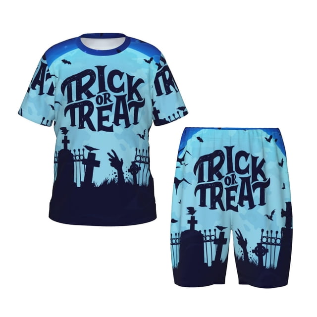 Balery Halloween Trick Or Treat Conjunto de Pijama Infantil de Manga Corta con Estampado – Ropa de Dormir de Algodón Suave-4X-Large