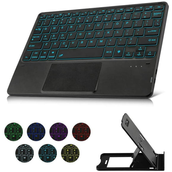 Wireless Backlit Bluetooth Keyboard with Touchpad,Ultra Slim 7-Colors Backlit Keyboard,Portable Rechargeable Keyboard