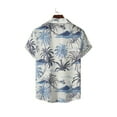thumbnail image 2 of Mens Hawaiian Shirt Short Sleeve Floral Button Down Shirts Tropical Summer Beach Shirts Camp Collar Shirt Blue L, 2 of 6