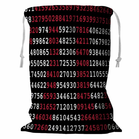 YUSDECOR Pi Sign And Pi Numbers On Black Background Storage Basket Laundry Bag with Drawstring Size 18x24 Inch