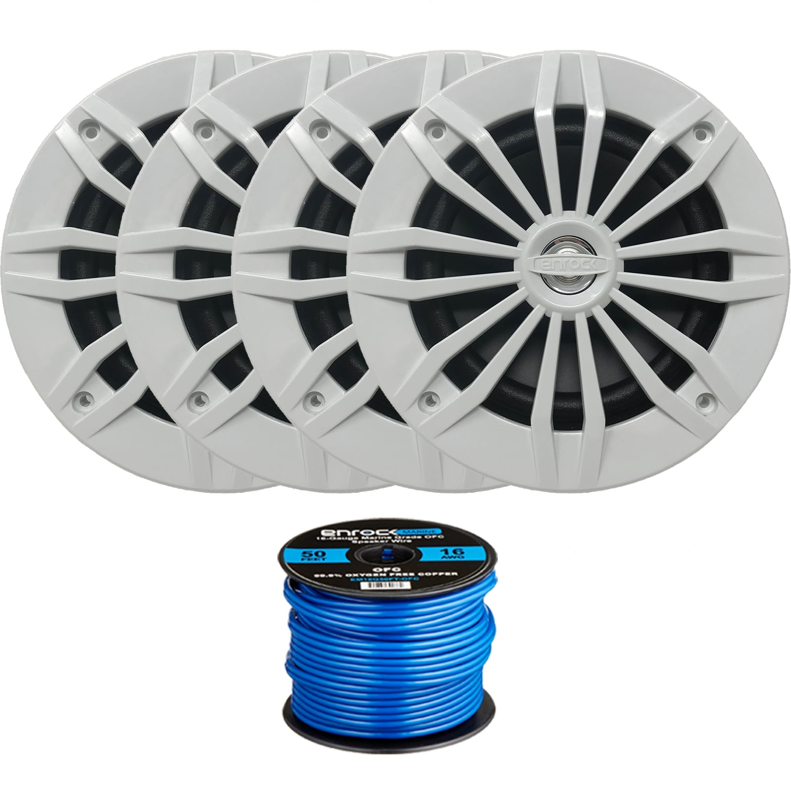 x Enrock Marine 180W Water-Resistant Loudspeakers (Charcoal