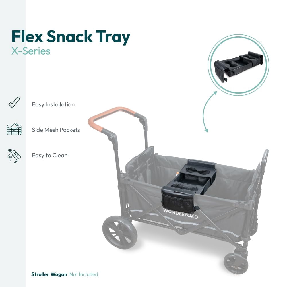 WONDERFOLD X Series Snack Tray for X2 Stroller Wagon with Flip-Out Cup Holders to Maximize Space, Easy Install (X2 Wagon Stroller Compatible ONLY)