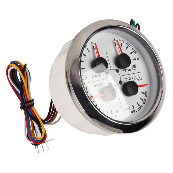 Jauge de Carburant 4en1 85mm Jauge Multifonction Pression d'Huile d'Eau Température Voltmètre DC 9-32V pour Voiture RV Bateau Moto