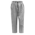 thumbnail image 5 of Women Pants Capris Wide Leg Pants Casual With Pockets Lightweight High Waisted Adjustable Tie Knot Loose Mid-Calf Length Trousers Female Trousers Jogging Sports Stylish, 5 of 5