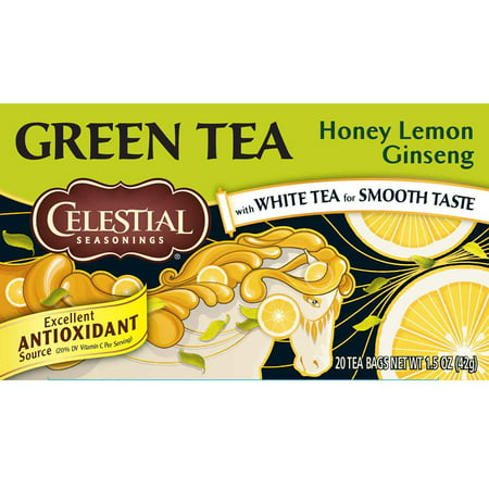 (2 Boxes) Celestial Seasonings Green Tea, Honey Lemon Ginseng, 20