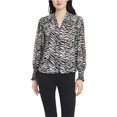 thumbnail image 1 of Vince Camuto Camisa abotonada con estampado de cebra para mujer, multicolor, pequeña, 1 of 1
