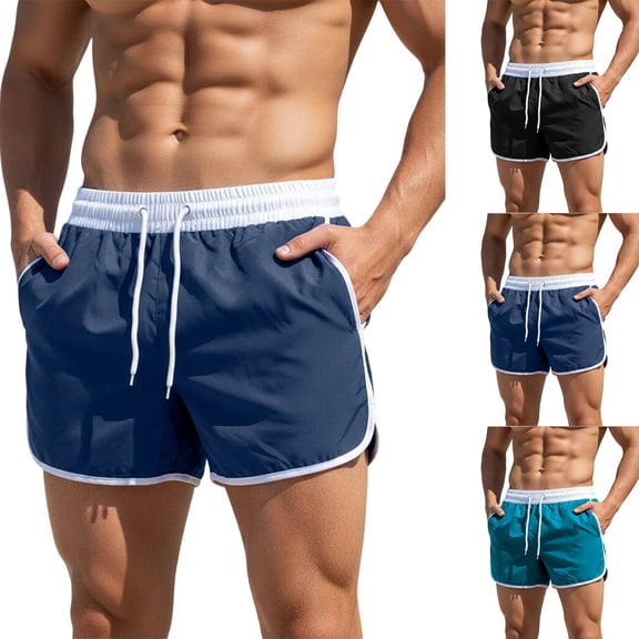 Mens 3 Inch Swim Short Swim Trunks Quick Dry Beach Board Shorts 80s 90s Summer Vintage Swimwear Swimming Suits Green