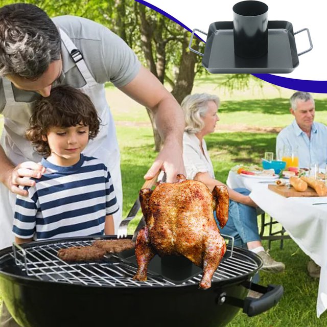 Plato de pollo a la parrilla con cerveza Sartén antiadherente negra Rejilla para pollo a la parrilla Plato para barbacoa Plato para pollo a la parrilla Rejilla para pavo Herramientas para Akmoler
