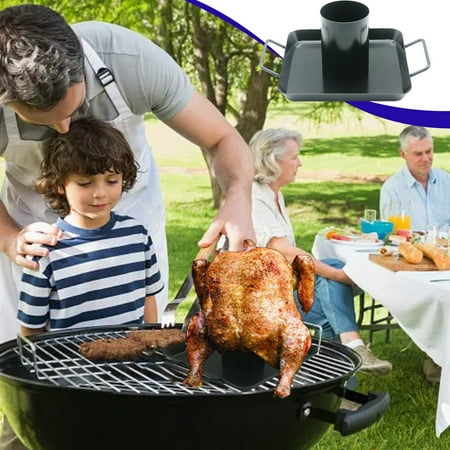 

Harlier 2 IN 1 Cast Iron Chicken Roaster Roasting Pan with Beer Can Chicken Holder Pre-Seasoned Poultry Roaster Beer Can Turkey Holder with Roasting Pan for Most Grills and Oven