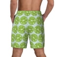 thumbnail image 4 of Uemuo Green Lemon Slices Pattern Mens Swim Trunks Quick Dry Board Shorts with Mesh Lining, Stretch Beach Shorts Quick Dry No-Chafing Board Shorts-Small, 4 of 9