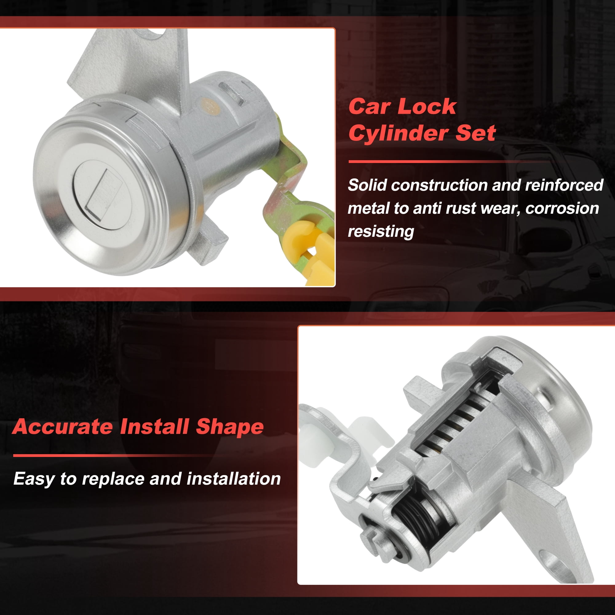 Unique Bargains Durable Door Lock Cylinder Set 69051-42050 for Toyota RAV4 1996-2004